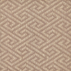 Sisal broadloom carpet swatch in a dimensional geometric weave in sable and beige.