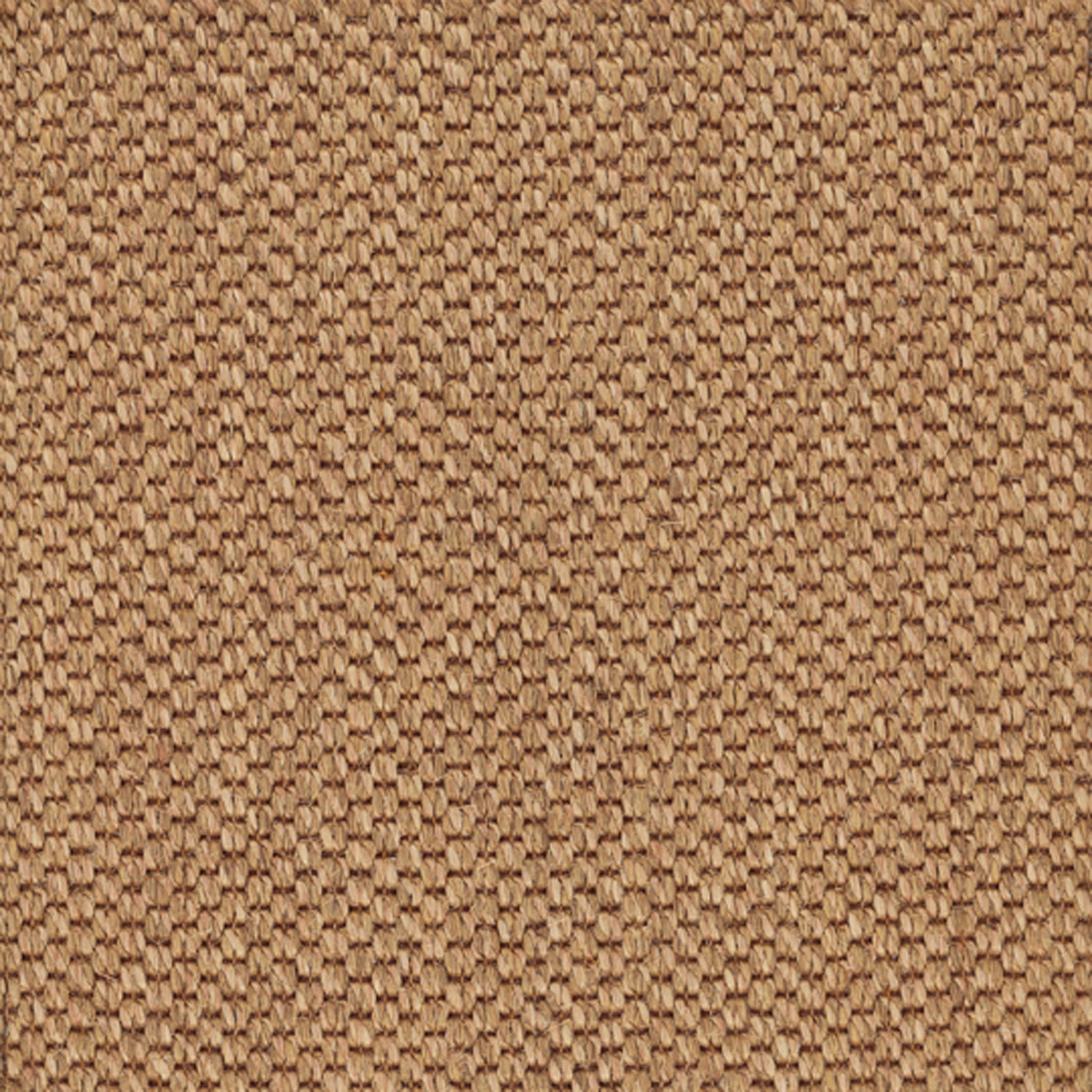 Sisal broadloom carpet swatch in a chunky grid weave in tan and dark brown.