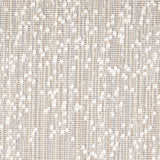 Wool broadloom carpet swatch in an irregular looped weave in cream and gray with white accents.