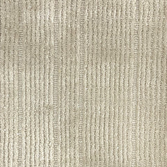 Nylon broadloom carpet swatch in a ribbed weave in cream.