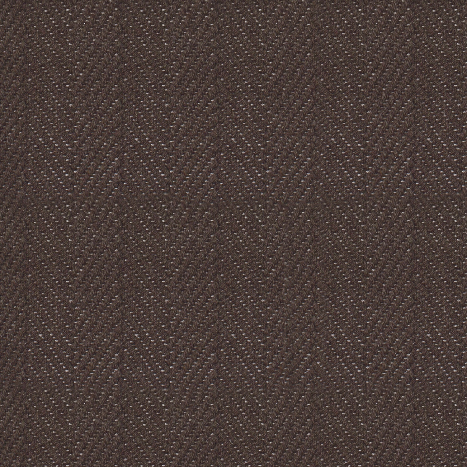 Wool broadloom carpet swatch in a herringbone weave in brown.