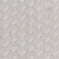 Wool-blend broadloom carpet swatch in a small-scale linear geometric pattern in white and light gray.