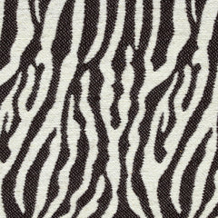 Wool-blend broadloom carpet swatch in a dark brown and white tiger print weave.