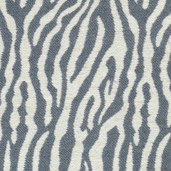 Wool-blend broadloom carpet swatch in a cream and gray-blue tiger print weave.