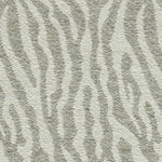 Wool-blend broadloom carpet swatch in a silver and cream tiger print weave.