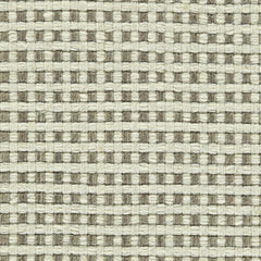 Wool broadloom carpet swatch in a flat grid weave in cream and taupe.