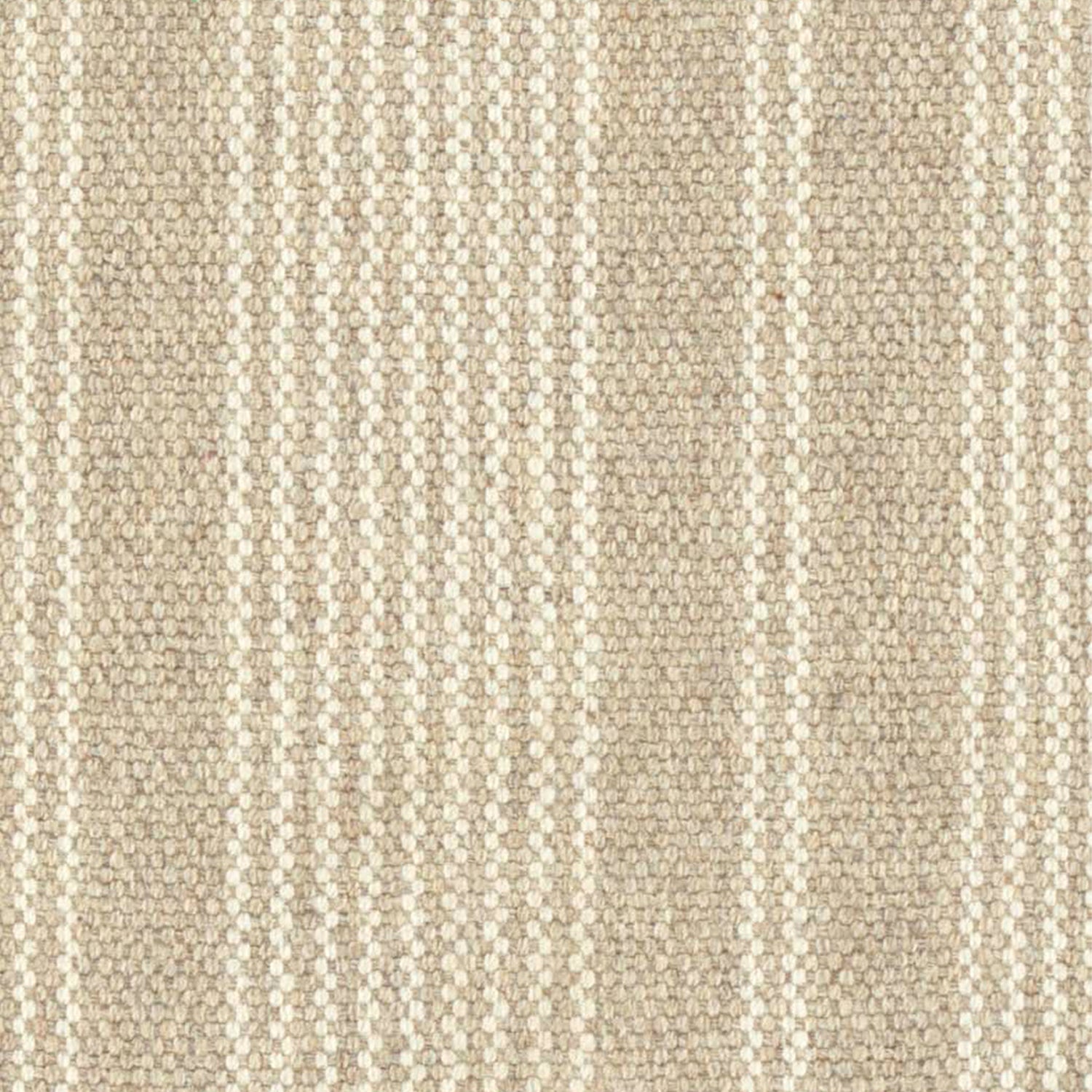 Wool broadloom carpet swatch in a variegated stripe weave in cream and tan.