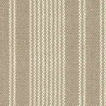 Wool broadloom carpet swatch in a variegated stripe weave in cream and brown.
