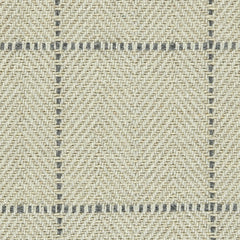 Wool broadloom carpet swatch in a plaid herringbone weave in cream and gray.