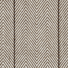 Wool broadloom carpet swatch in a striped herringbone weave in cream and brown.