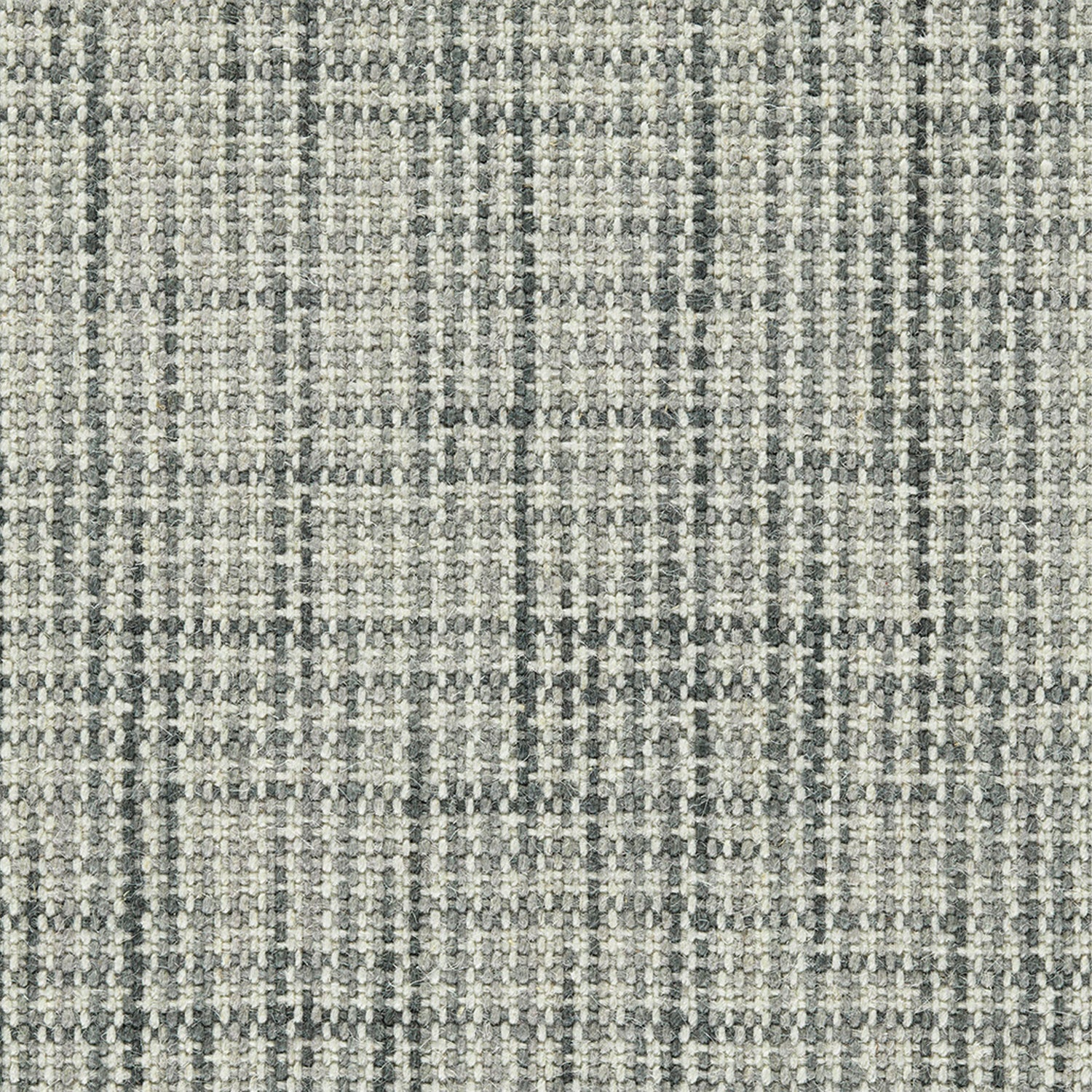 Wool broadloom carpet swatch in a chunky grid weave in mottled shades of white and gray.