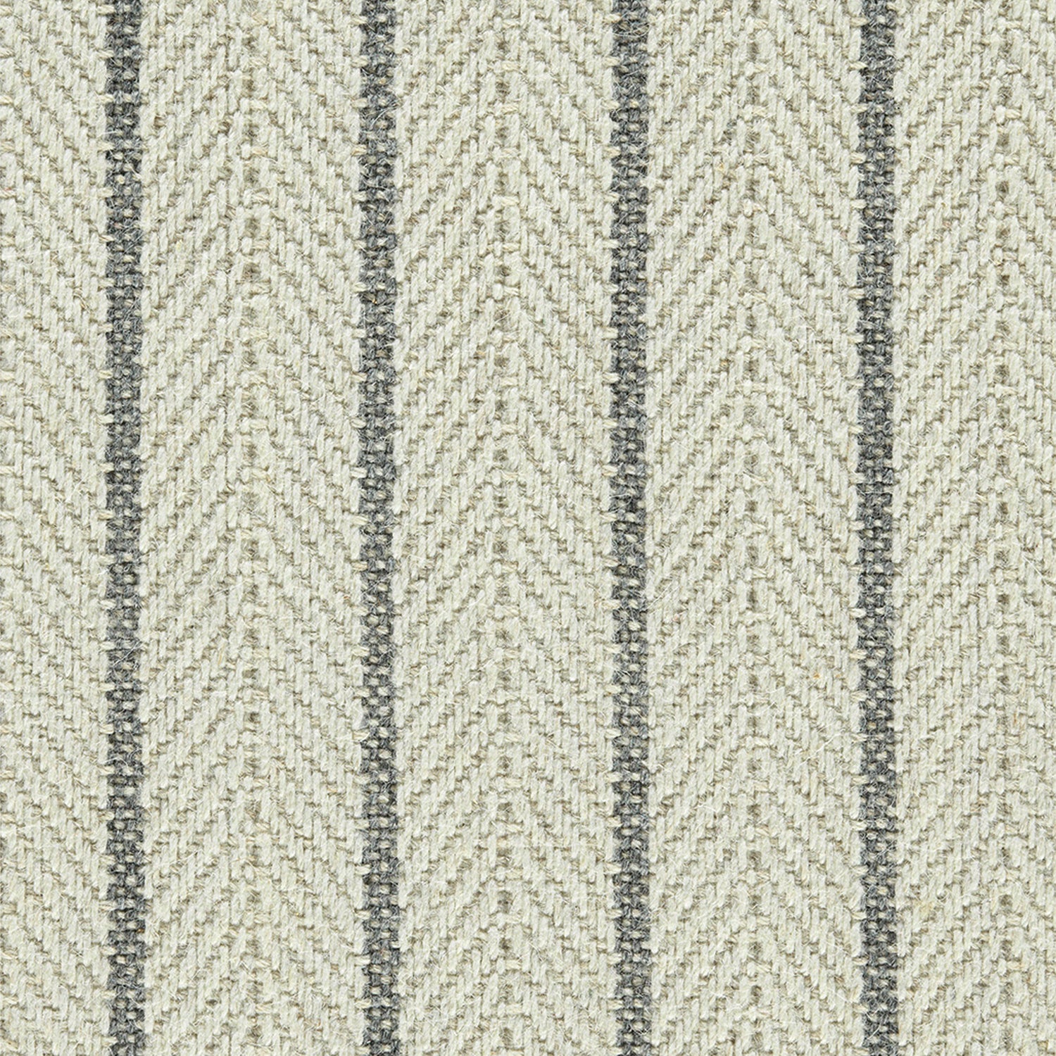Wool broadloom carpet swatch in a striped herringbone weave in white, tan and gray.
