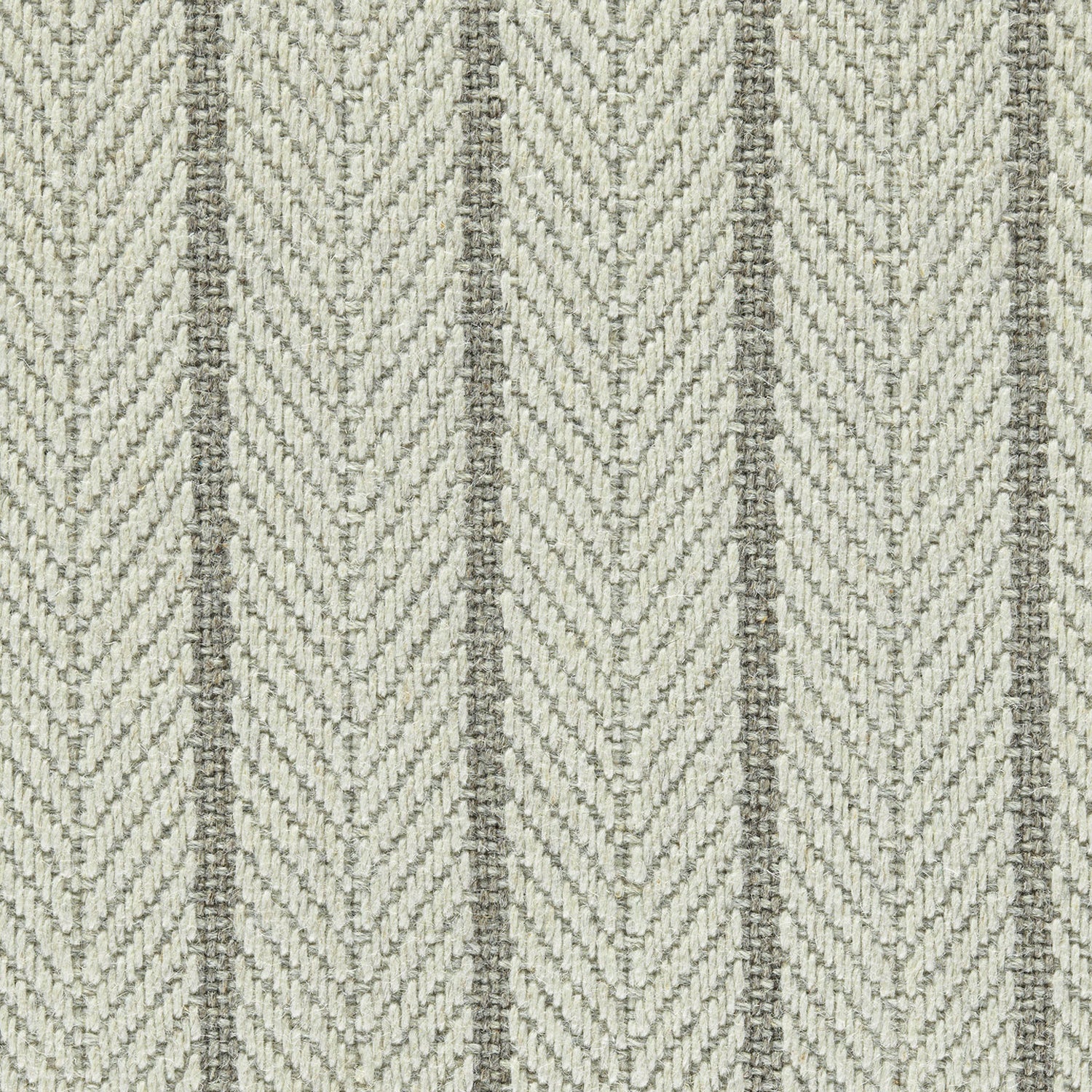 Wool broadloom carpet swatch in a striped herringbone weave in cream and taupe.
