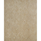 Large rectangular rug in an interlocking diamond pattern in white on a mottled cream field.