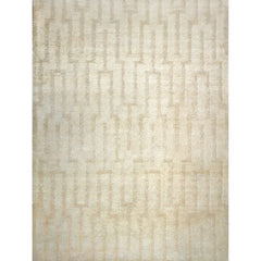 Rectangular high-pile rug in a dimensional abstract line pattern on a cream field.