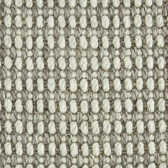 Wool-sisal broadloom carpet swatch in a chunky grid weave in silver and gray.