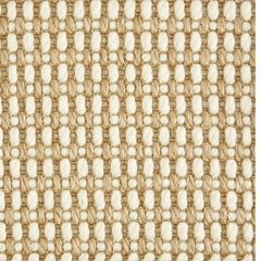 Wool-sisal broadloom carpet swatch in a chunky grid weave in gold and cream.