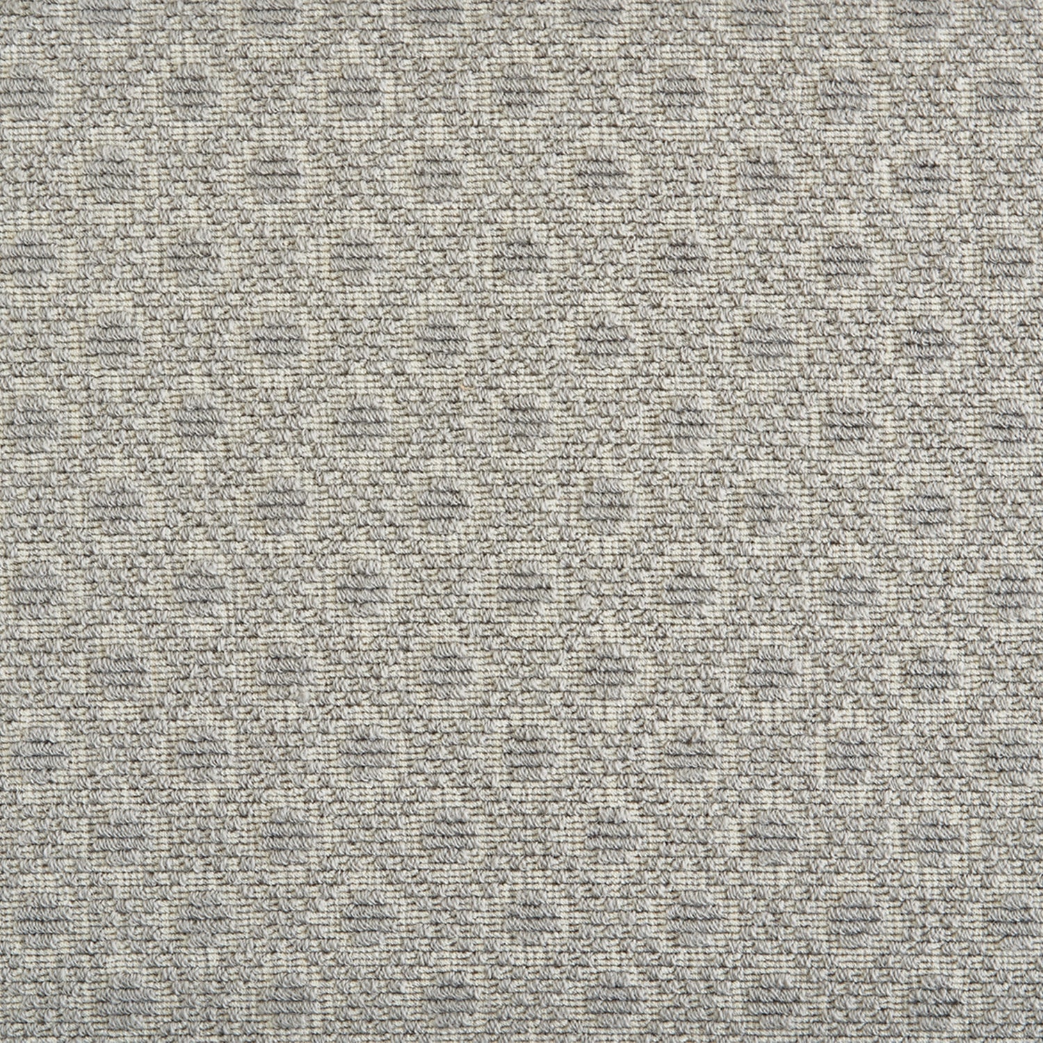 Wool-blend broadloom carpet swatch in a diamond weave in shades of grey.