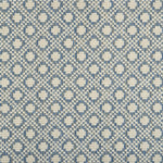 Wool-blend broadloom carpet swatch in a diamond weave in cream on a blue and tan field.