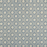 Wool-blend broadloom carpet swatch in a diamond weave in cream on a blue and tan field.