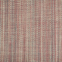 Outdoor broadloom carpet swatch in a chunky flatweave in mottled rose, cream and gray.