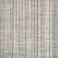 Outdoor broadloom carpet swatch in a chunky flatweave in mottled white, tan and gray.