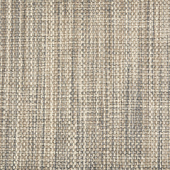 Outdoor broadloom carpet swatch in a chunky flatweave in mottled cream, brown and gray.
