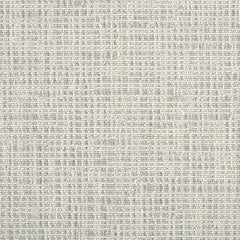 Synthetic blend broadloom carpet swatch in a woven stripe pattern in cream and gray-blue.