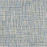 Synthetic blend broadloom carpet swatch in a woven stripe pattern in gray and mottled blue.