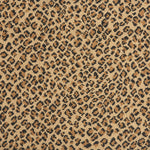 Wool-blend broadloom carpet swatch in a small scale animal print pattern in black and bronze on a tan field.