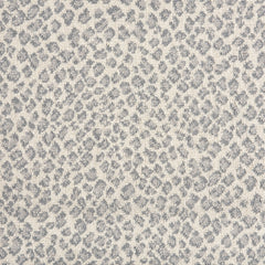 Wool-blend broadloom carpet swatch in a small scale animal print pattern in shades of gray on a white field.