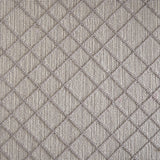 Wool-blend broadloom carpet swatch in a dimensional lattice print in gray on a mottled gray field.