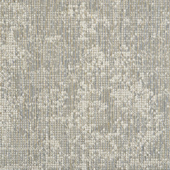 Wool-blend broadloom carpet swatch in a dimensional abstract weave in mottled gray, tan and cream.