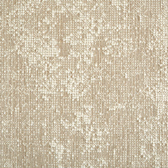 Wool-blend broadloom carpet swatch in a dimensional abstract weave in cream and tan.