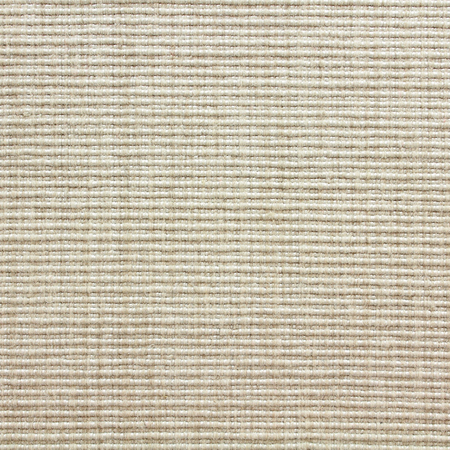 Wool-blend broadloom carpet swatch in a ribbed weave in cream.