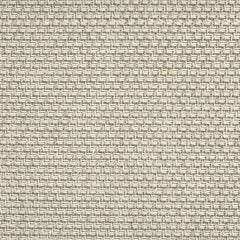 Outdoor broadloom carpet swatch in a flat grid weave in silver and cream.