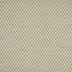 Outdoor broadloom carpet swatch in a flat grid weave in cream.