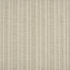 Outdoor broadloom carpet swatch in a flat grid weave in shades of cream and silver.