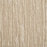 Wool-blend broadloom carpet swatch in a mottled stripe print in shades of cream and tan.
