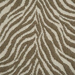 Wool-blend broadloom carpet swatch in an animal print in shades of cream and brown.