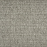 Outdoor broadloom carpet swatch in a ribbed flat weave in mottled gray and silver.