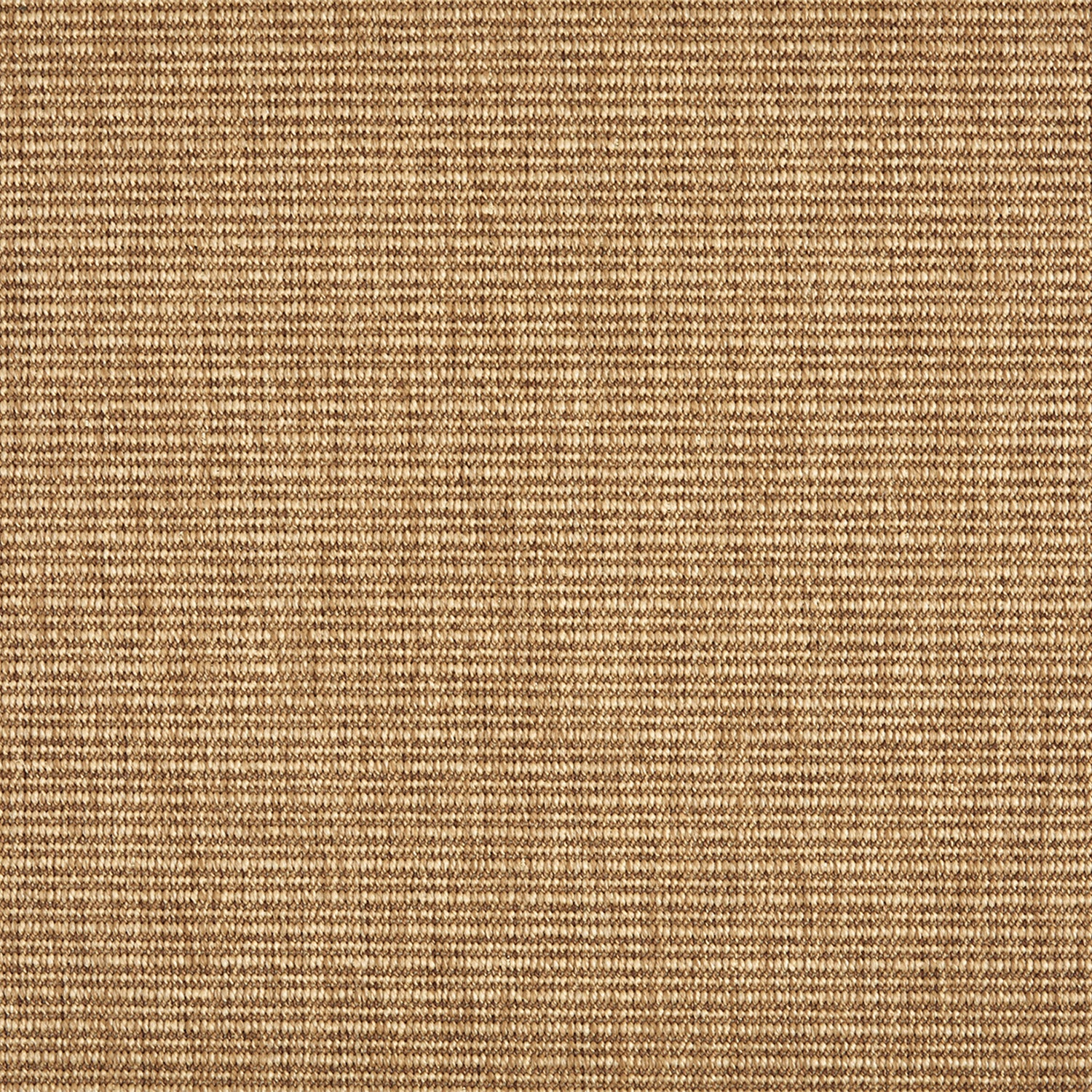 Outdoor broadloom carpet swatch in a ribbed flat weave in mottled tan.