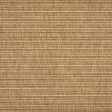 Outdoor broadloom carpet swatch in a ribbed flat weave in mottled tan.