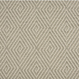 Outdoor broadloom carpet swatch in a dense repeating diamond pattern in cream on a silver field.