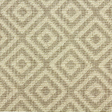 Wool-blend broadloom carpet swatch in a repeating diamond print in light brown on a cream field.