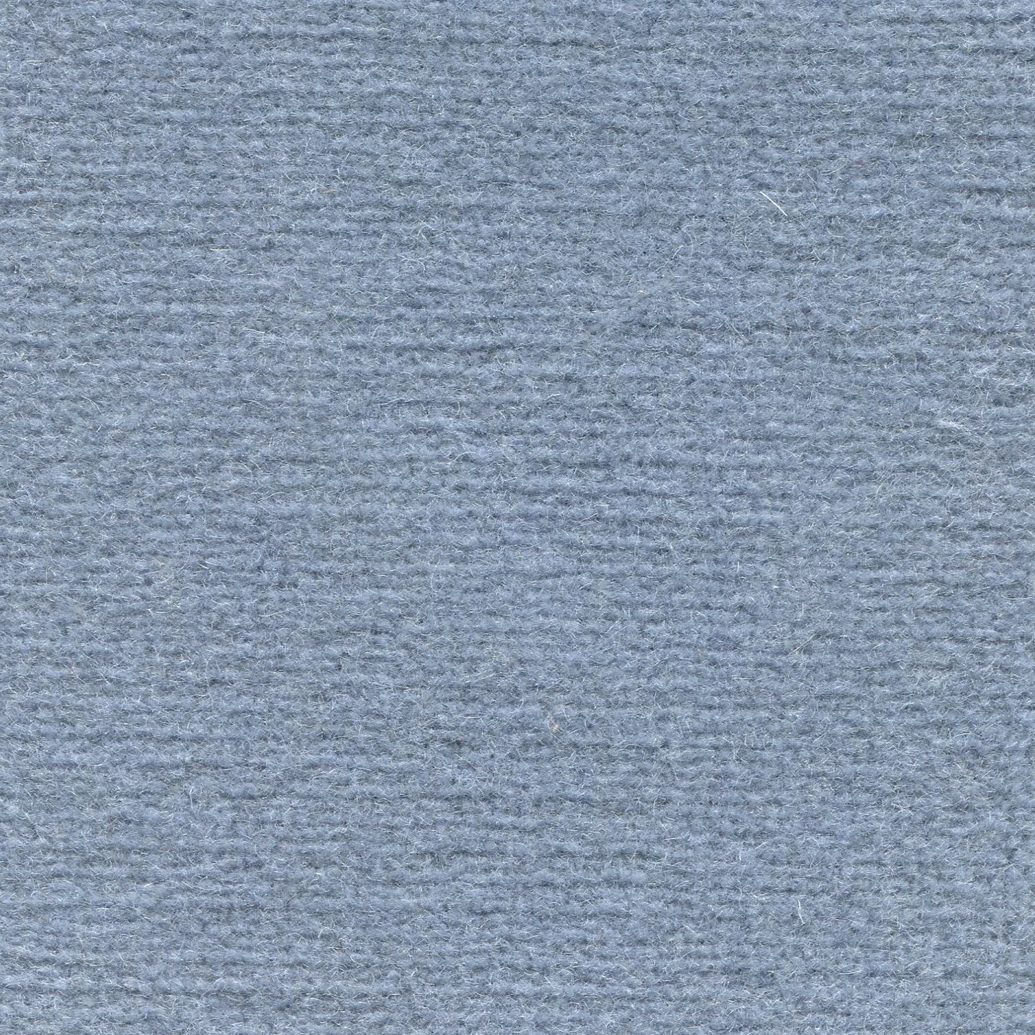 Wool broadloom carpet swatch in a high-pile weave in a solid sky-blue colorway.
