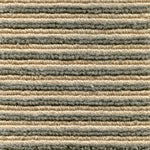 Wool-linen broadloom carpet swatch in a chunky striped weave in tan and gray.