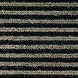Wool-linen broadloom carpet swatch in a chunky striped weave in shades of gray and black.