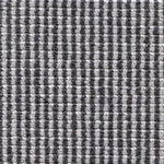 Wool broadloom carpet swatch in a high-pile striped weave in gray and charcoal.