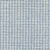 Wool broadloom carpet swatch in a high-pile striped weave in cream and light blue.